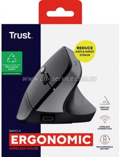  Trust Bayo 2 Ergonomic Wireless/USB-A Black (25145)