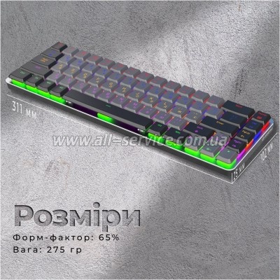  GamePro MK122R Red Swich Low Profile Wireless Dark Gray (MK122R)