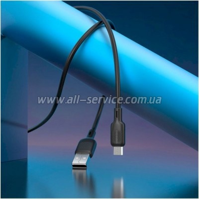���� ������ USB 2.0 AM to Micro 5P 2.0m Lenny silicone BX113 black BOROFONE (6941991115493)