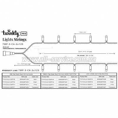 ������������ �������� Twinkly Pro Strings RGBW 250 transparent (TWP-S-CA-2X125SPP-T)