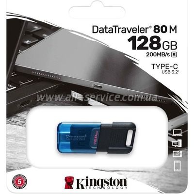  Kingston 128GB DataTraveler 80 M Blue/Black (DT80M/128GB)