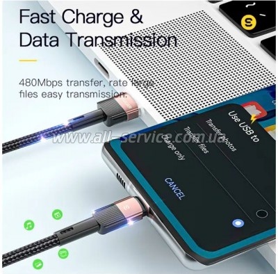 ���� ������ USB 2.0 AM to USB-C 2.0m 7A black Essager (EXCT-XCA01)