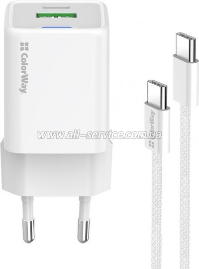 �������� ������� ColorWay GaN Mini 30W PD (CW-CHS053PDC-WT)