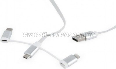   USB 2.0 AM to Lightning/ Micro/ Type-C 1.0m Cablexpert (CC-USB2-AMLM32-1M-W)