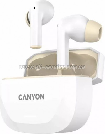 �������� Canyon Hexagon 7 TWS ANC+ENC Wireless Charge White/Beige (CNS-TWS7WB)
