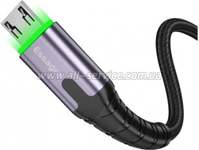 ���� ������ USB 2.0 AM to Micro 5P 2.0m 2.4A LED black Essager (EXCM-XGA0G)