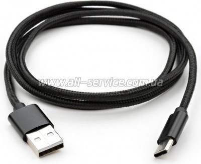 ���� ������ USB 2.0 AM to Type-C 1m nylon black Vinga (VCPDCTCNB1BK)