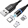   USB 2.0 AM to Lightning + Micro 5P + Type-C 1.0m Magnetic Colorway (CW-CBUU038-BK)