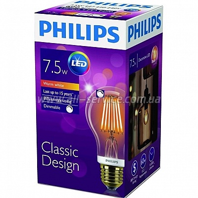   Philips LED Fila Dim E27 7.5-60W 2700K 230V A60 GOLD (929001228108)