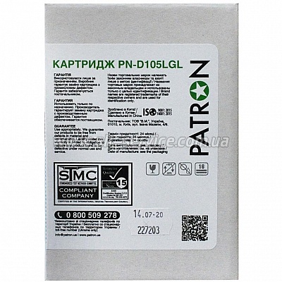  Patron Green Label Samsung ML-1910/ MLT-D105L (PN-D105LGL)