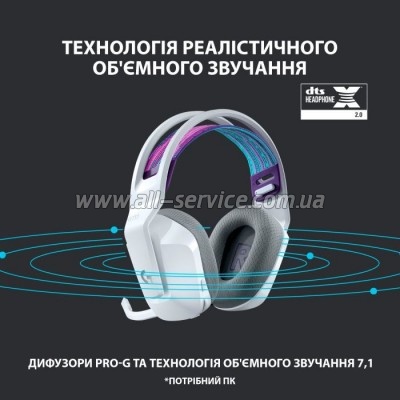  Logitech G733 Lightspeed Wireless RGB Gaming Headset White (981-000883)