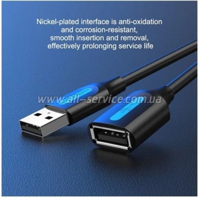 ���� ������ USB 2.0 AM/AF 2.0m black Vention (CBHBH)