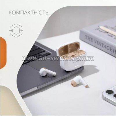 �������� Canyon Hexagon 7 TWS ANC+ENC Wireless Charge White/Beige (CNS-TWS7WB)