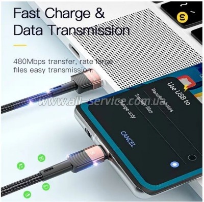 ���� ������ USB 2.0 AM to USB-C 1.0m 7A black Essager (EXCT-XC01)