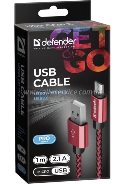 ���� ������ USB 2.0 AM to Micro 5P 1.0m USB08-03T red Defender (87801)