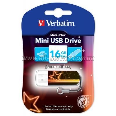  16Gb VERBATIM STORE'NGO MINI NEON ORANGE (49394)