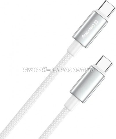 ���� ������ USB-C to USB-C 1.0m 5A 100W zinc alloy braided white ColorWay (CW-CBPDCC098-WT)