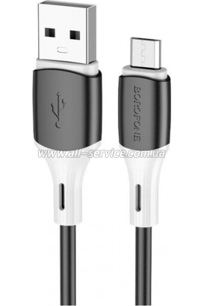 ���� ������ USB 2.0 AM to Micro 5P 1.0m 2.4A silicone BX79 black BOROFONE (6974443384765)
