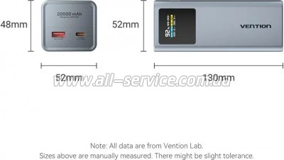 ������� ������������� Vention 20000mAh PD 100W Gray (FKCH0)