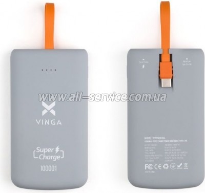   Vinga 10000 mAh SuperQC dark grey (VPB1SQSCDG)