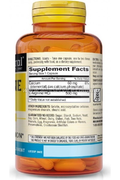  Mason Natural L- 500 , L-Arginine, 60  (MAV-12645)