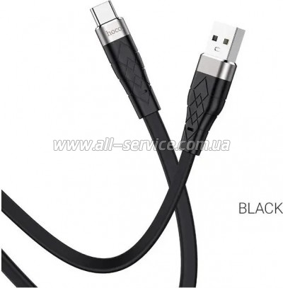 ���� ������ USB 2.0 AM to USB-C 1.0m 3A silicone X53 black HOCO (6931474738097)