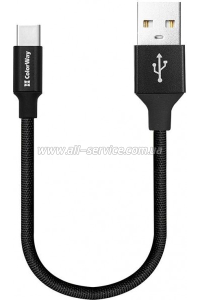 ���� ������ USB 2.0 AM to USB-C 0.25m black ColorWay (CW-CBUC048-BK)