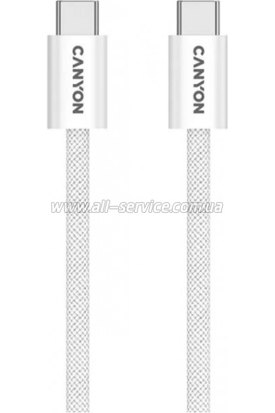 ���� ������ USB-C to USB-C 1.0m 60W Magnet Braided White Canyon (CND-CCMG60AB15W)