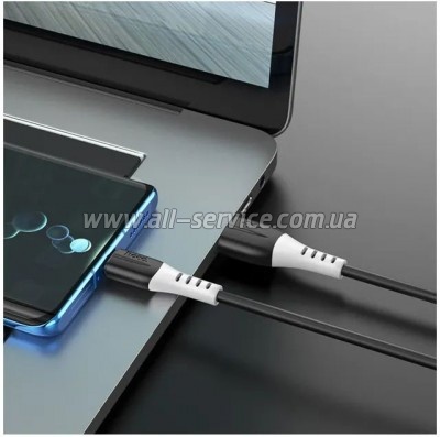 ���� ������ USB 2.0 AM to USB-C 1.0m 3A Black HOCO (6931474768575)