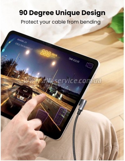 ���� ������ USB-C 2.0 to USB-C 1.0m 90� corner US334 black Ugreen (70643)