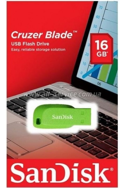 ������ SanDisk 16GB Cruzer Blade Green USB 2.0 (SDCZ50C-016G-B35GE)