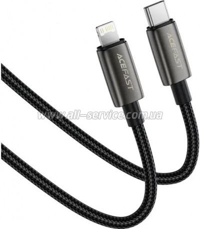���� ������ USB 2.0 AM to Lightning 1.2m 30W nylon black Acefast (6974316285410)