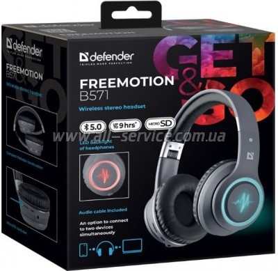  Defender FreeMotion B571 Bluetooth LED Gray (63571)