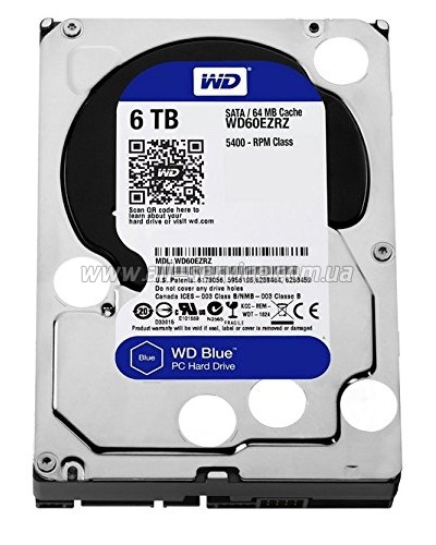  6TB WD 3.5 SATA 3.0 5400rpm 64Mb Blue (WD60EZRZ)