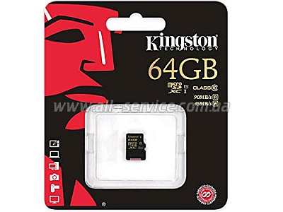   64Gb KINGSTON microSDXC UHS-I (SDCA10/64GBSP)