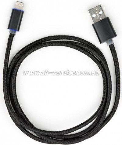 ���� ������ USB 2.0 AM to Lightning 1m LED black Vinga (VCPDCLLED1BK)