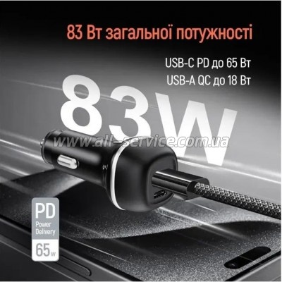 �������� ������� ColorWay USB-C PD 65W + USB (CW-CHA068PD-BK)