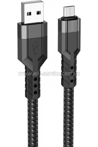 ���� ������ USB 2.0 AM to Micro 5P 1.2m 2.4A nylon aluminum U110 black HOCO (6931474770585)