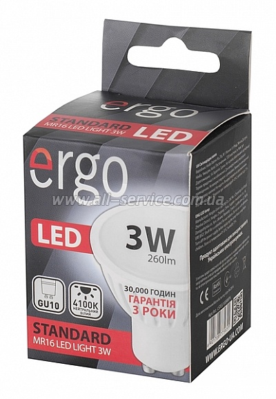  ERGO Standard MR16 GU10 3W 220V . . 4100K (LSTGU103ANFN)