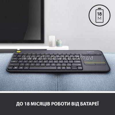  Logitech K400 Plus Touch Wireless UA Black (920-007145)