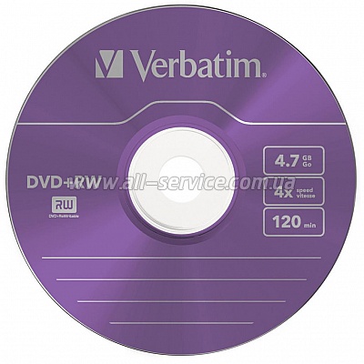  Verbatim DVD+RW 4.7 GB/120 min 4x Slim 5 (43297) Color