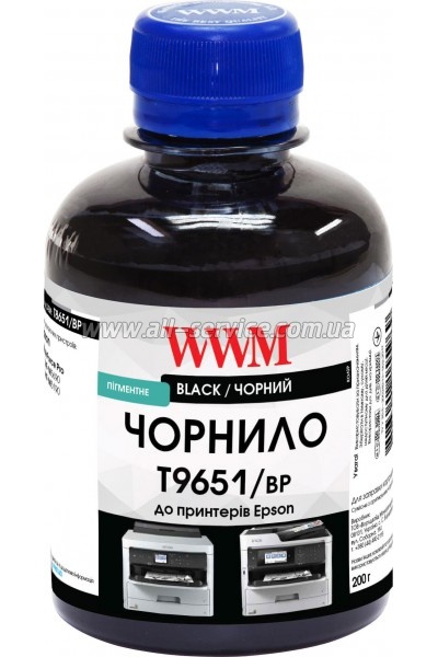 Чернила WWM для Epson WF-M5799DWF/ WF-M5299DW 200г Black Пигментные (T9651/BP) Чернила WWM для Epson WF-M5799DWF/ WF-M5299DW 200г Black Пигментные (T9651/BP)