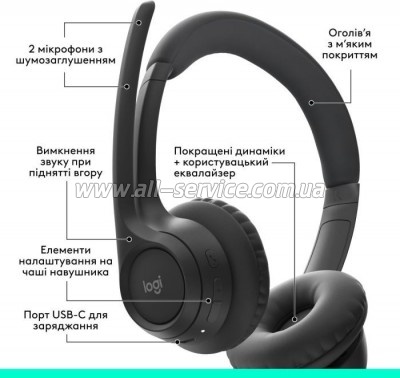  Logitech Zone 300 Bluetooth Graphite (981-001407)