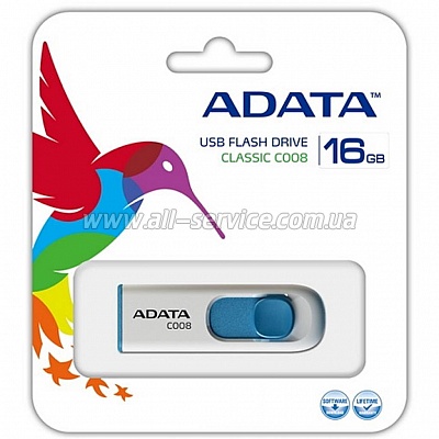  ADATA 64GB C008 White+Blue USB 2.0 (AC008-64G-RWE)