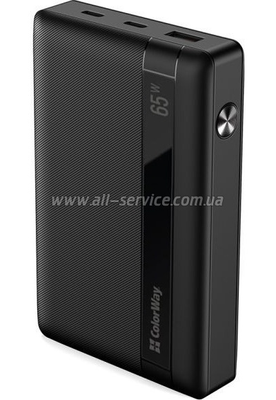   ColorWay 20 000 mAh PD/65W, QC/3.0, black (CW-PB200LPA3BK-PDD)
