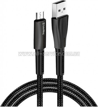 ���� ������ ColorWay USB 2.0 AM to Micro 5P 1.0m zinc alloy + led black (CW-CBUM035-BK)