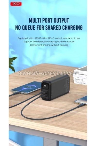   XO 30000mAh, PD/20W, QC/22.5W, black (PR200_Black)