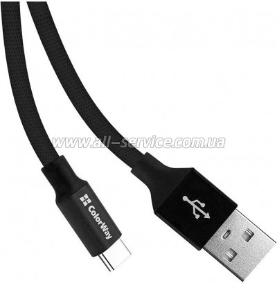 ���� ������ USB 2.0 AM to USB-C 0.25m black ColorWay (CW-CBUC048-BK)