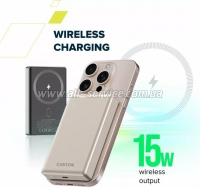 ������� ������������� Canyon 10000mAh OnPower 510 slim Magsafe PD/ 20W Beige (CNS-CPB510BE)