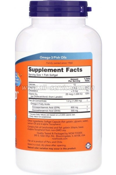   Now Foods   3   D, Ultra Omega 3-D, 180   (NOW-01664)